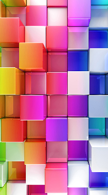 Store intérieur avec des cubes 3D colorés