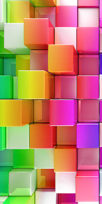 Store intérieur avec des cubes 3D colorés