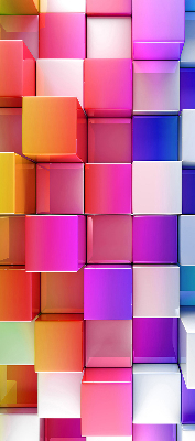 Store intérieur avec des cubes 3D colorés