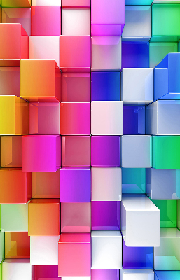 Store intérieur avec des cubes 3D colorés