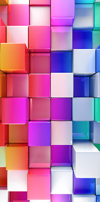 Store intérieur avec des cubes 3D colorés