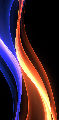 Store intérieur à l'animation orange et bleue