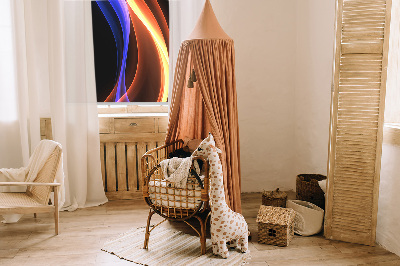 Store intérieur à l'animation orange et bleue