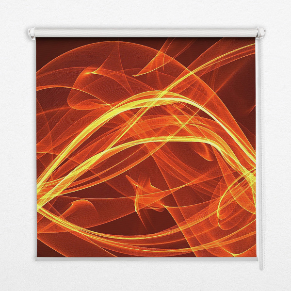 Store intérieur avec motif abstrait orange