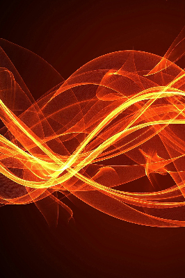 Store intérieur avec motif abstrait orange