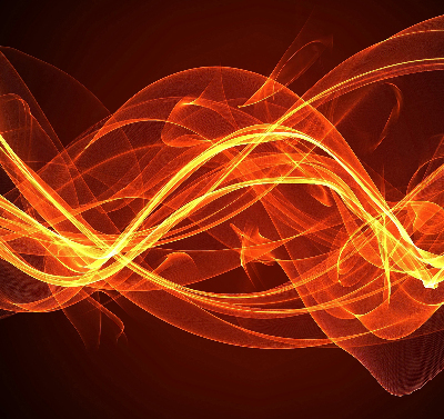 Store intérieur avec motif abstrait orange