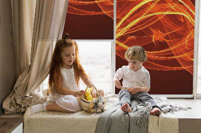 Store intérieur avec motif abstrait orange