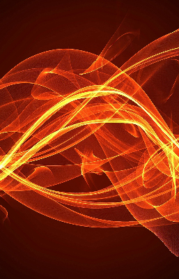 Store intérieur avec motif abstrait orange