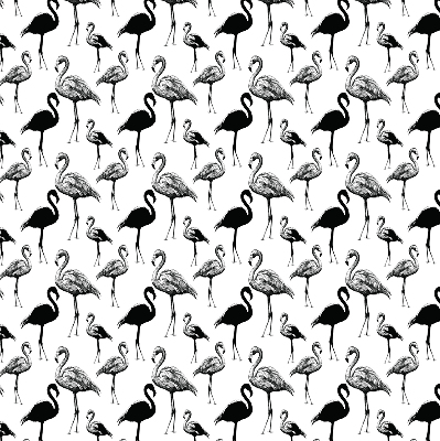Store intérieur fenêtre avec flamants roses noirs