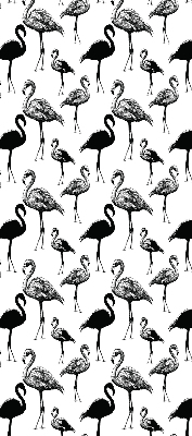 Store intérieur fenêtre avec flamants roses noirs
