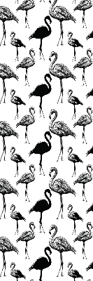 Store intérieur fenêtre avec flamants roses noirs