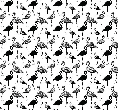 Store intérieur fenêtre avec flamants roses noirs