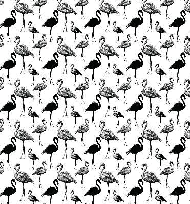 Store intérieur fenêtre avec flamants roses noirs