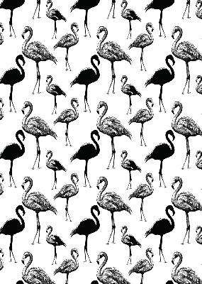 Store intérieur fenêtre avec flamants roses noirs