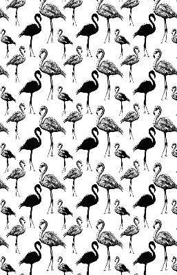 Store intérieur fenêtre avec flamants roses noirs