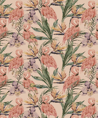 Store intérieur avec flamants roses et fleurs