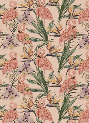 Store intérieur avec flamants roses et fleurs