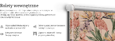Store intérieur avec flamants roses et fleurs