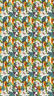 Store intérieur avec motif d'oiseaux et de fleurs