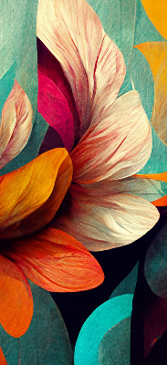 Store intérieur avec fleurs abstraites