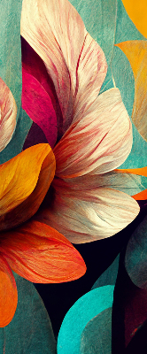 Store intérieur avec fleurs abstraites