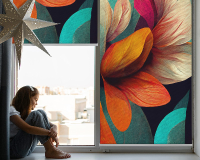 Store intérieur avec fleurs abstraites
