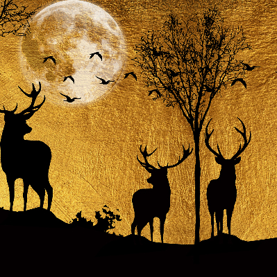 Store intérieur avec cerfs la nuit