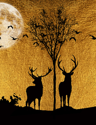 Store intérieur avec cerfs la nuit
