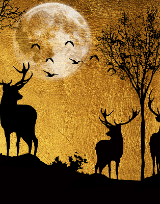 Store intérieur avec cerfs la nuit