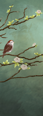 Store enrouleur avec motif d’oiseaux sur une branche