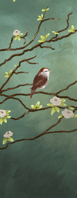 Store enrouleur avec motif d’oiseaux sur une branche