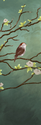 Store enrouleur avec motif d’oiseaux sur une branche