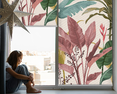 Store intérieur fenêtre feuilles colorées