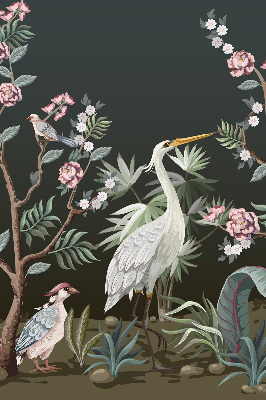 Store enrouleur avec motif d’oiseaux près de l’arbre