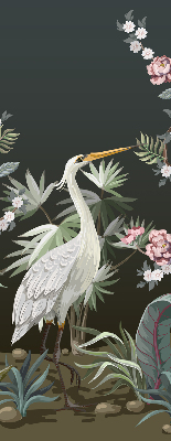 Store enrouleur avec motif d’oiseaux près de l’arbre