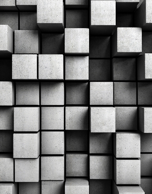 Store intérieur en cubes de pierre