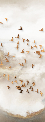 Store intérieur fenêtre avec un groupe d'oiseaux