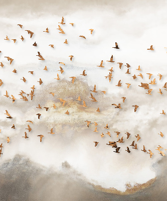 Store intérieur fenêtre avec un groupe d'oiseaux