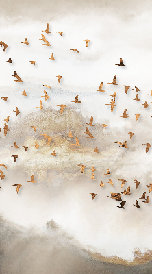 Store intérieur fenêtre avec un groupe d'oiseaux