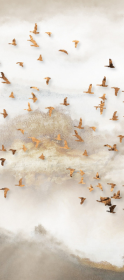 Store intérieur fenêtre avec un groupe d'oiseaux