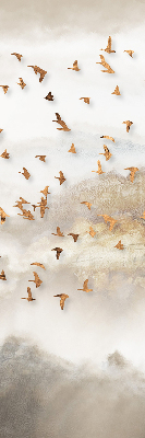 Store intérieur fenêtre avec un groupe d'oiseaux