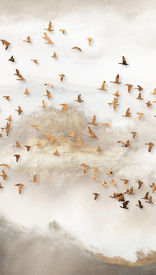 Store intérieur fenêtre avec un groupe d'oiseaux