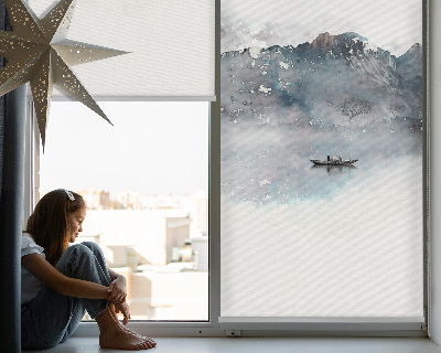 Store enrouleur avec motif de montagnes peintes