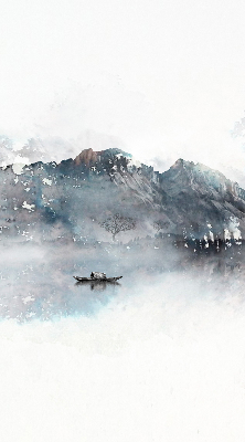 Store enrouleur avec motif de montagnes peintes