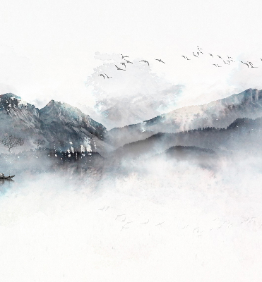 Store enrouleur avec motif de montagnes peintes