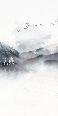Store enrouleur avec motif de montagnes peintes