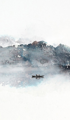 Store enrouleur avec motif de montagnes peintes
