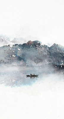 Store enrouleur avec motif de montagnes peintes