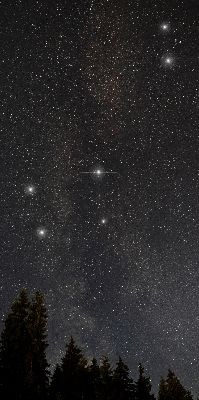 Store intérieur décoré avec des étoiles dans le ciel