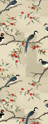 Store enrouleur avec motif d'oiseaux sur un arbre